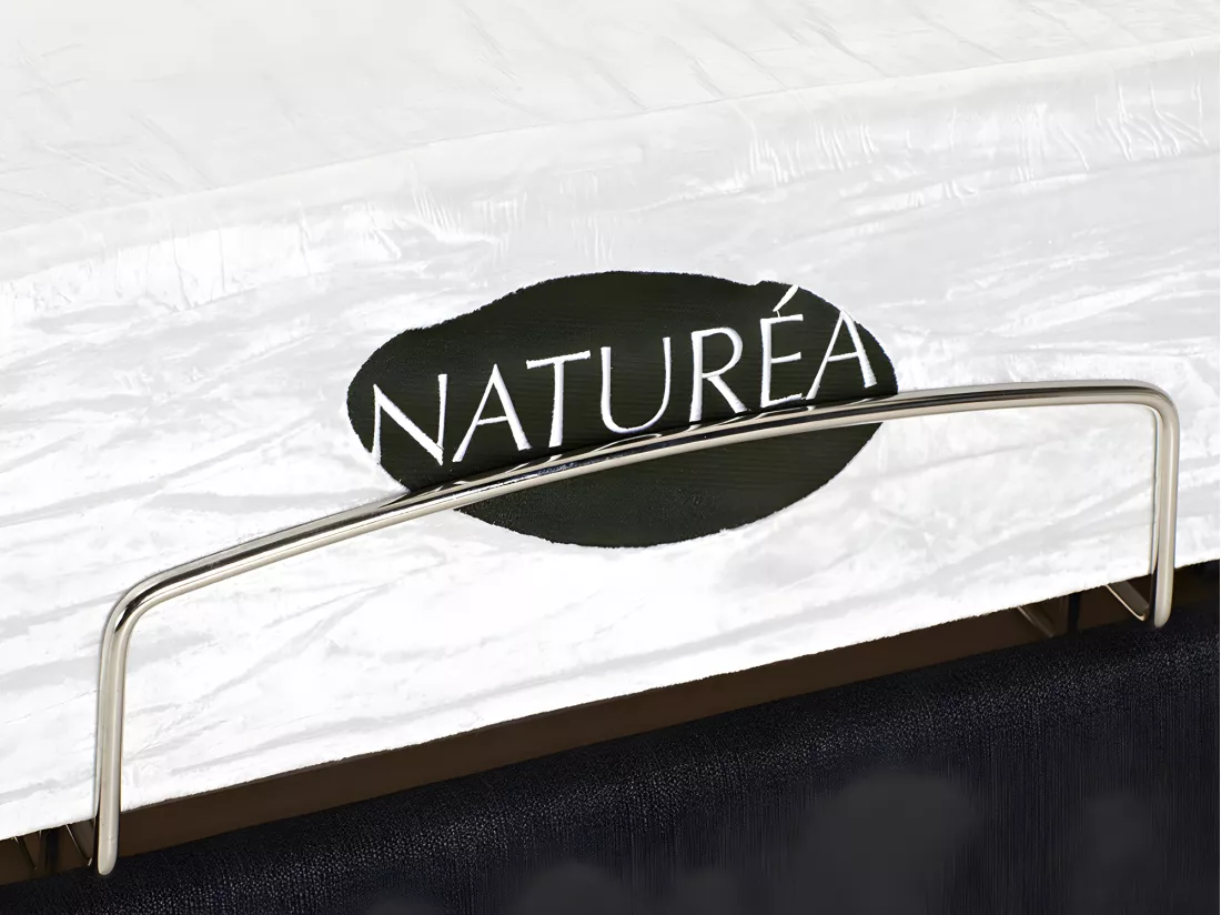 Lit électrique de relaxation déco lattes et plots + matelas mémoire de forme - 2 x 70 x 190 cm - Tissu - Anthracite - THESEE de NATUREA