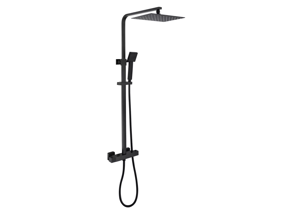 OCEANIC Colonne de douche - Mitigeur thermostatique - Pomme haute rectangle 30x20 cm - Noir mat