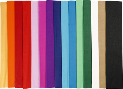 Crepepapir - L 2,5 M - B 50 CM - 22 G - Assorterede Farver - 60 Læg