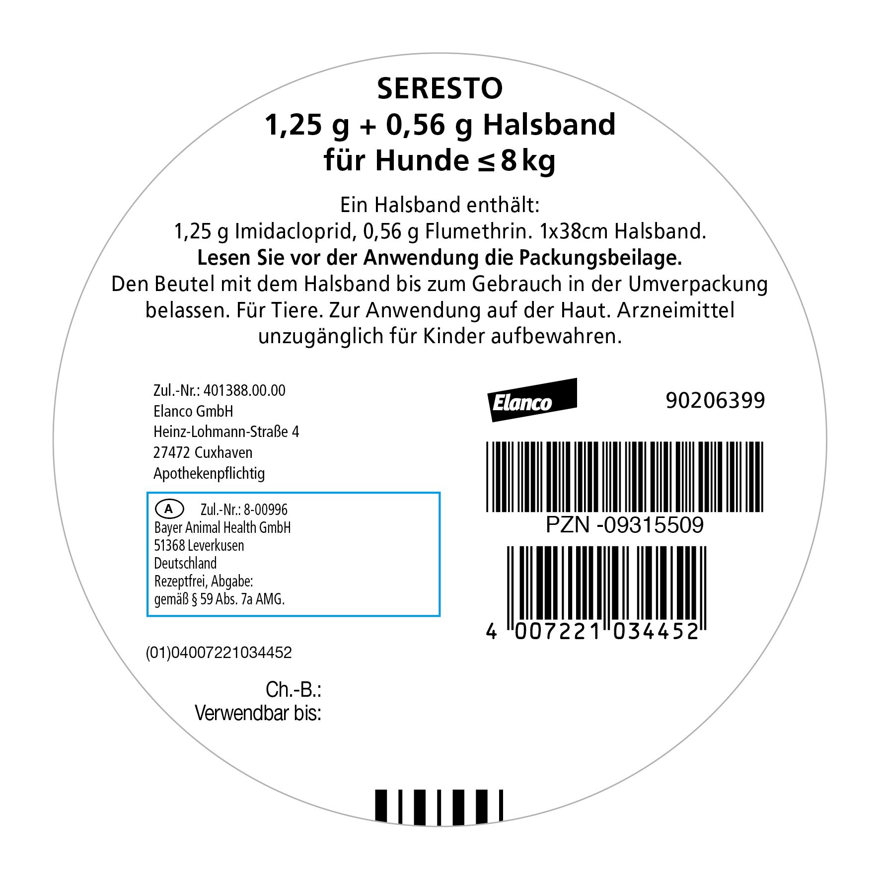 Seresto® Halsband für kleine Hunde bis 8 kg
