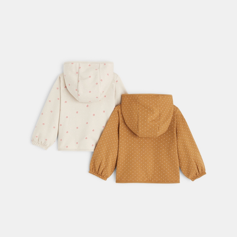 Sweat zippé à capuche molleton (lot de 2) rose bébé fille