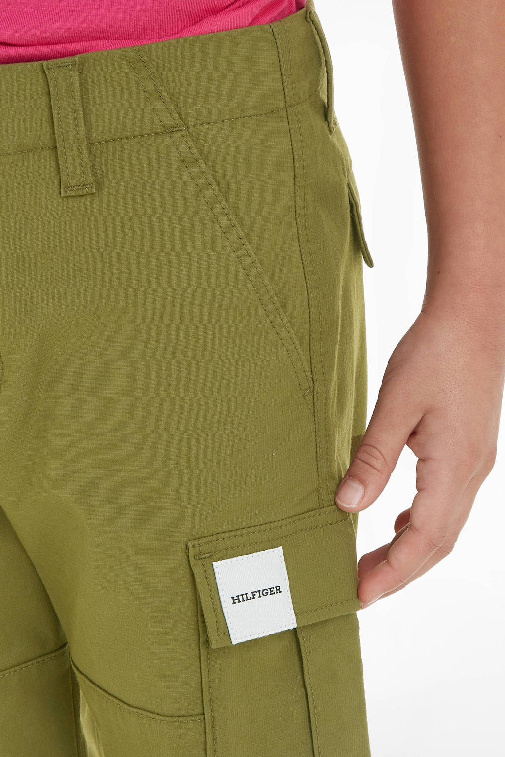 Tommy Hilfiger straight fit cargobroek CHELSEA mosgroen