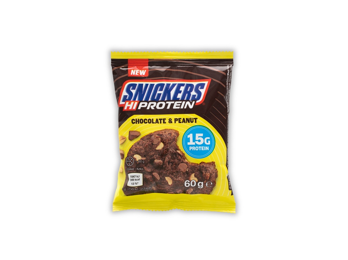 BOLACHA PROTEICA SNICKERS CHOCO CARAMELO AMENDOIM 60G