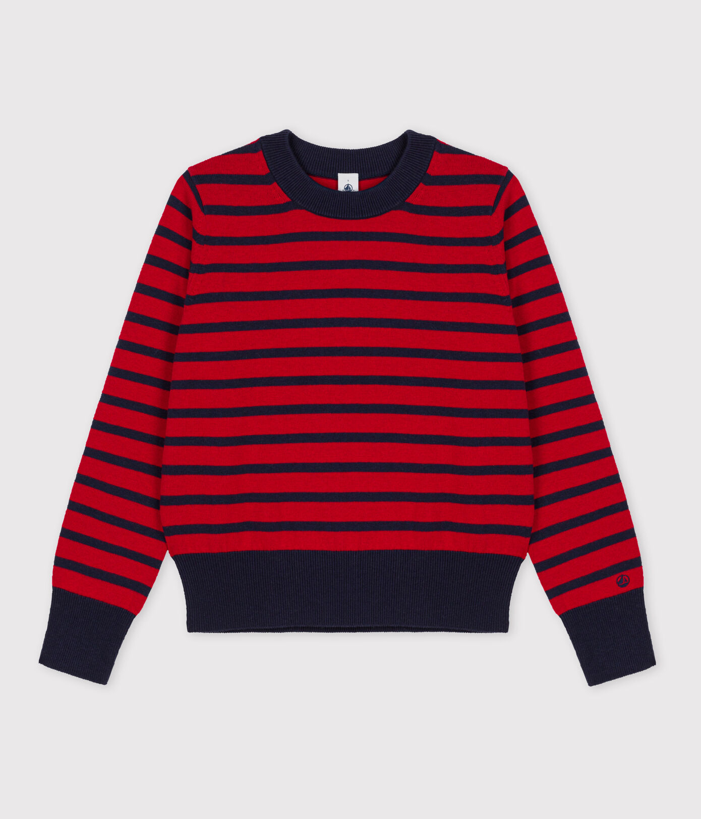 Pull en laine et coton marinière Femme