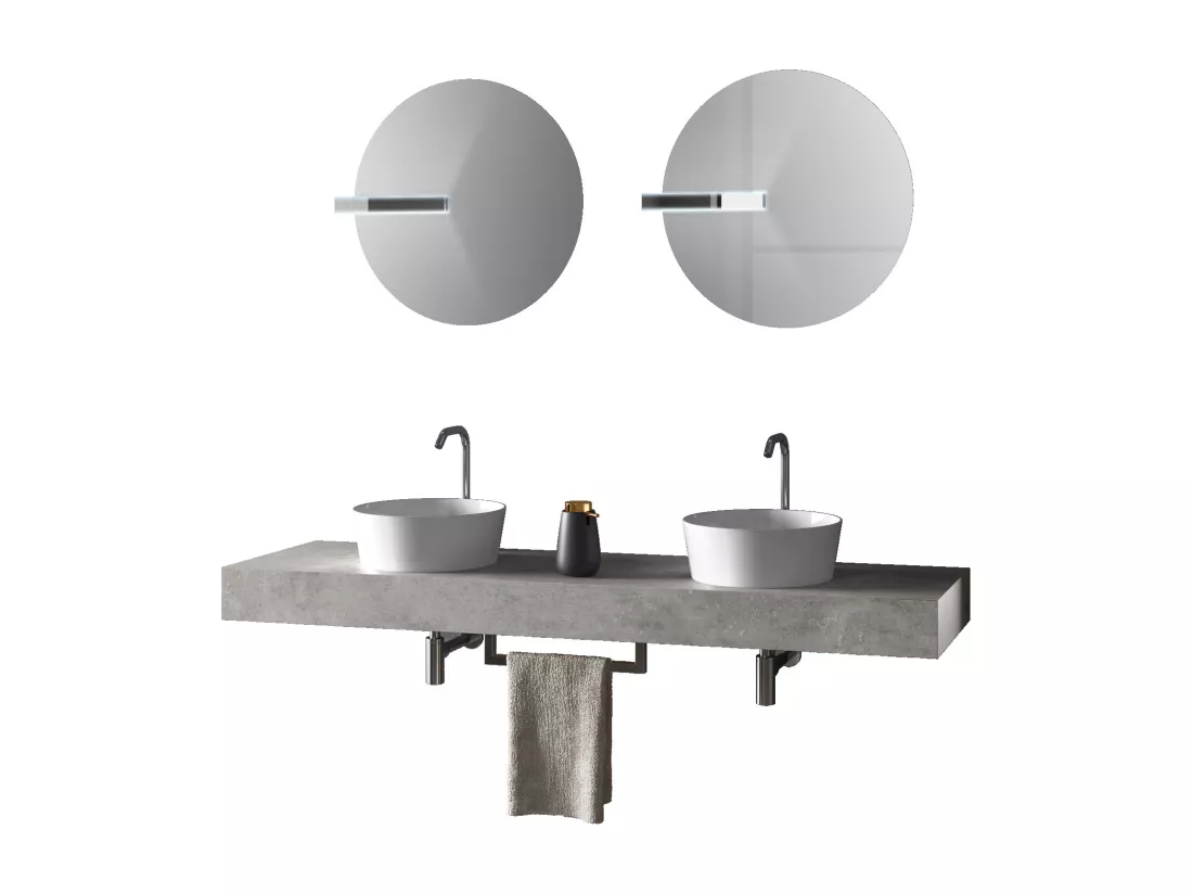Ensemble de salle de bain double vasque 8 pièces ASTRA ciment