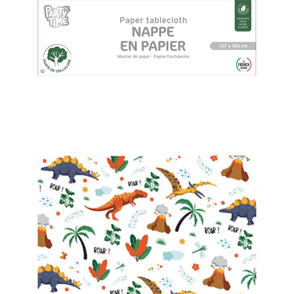 Nappe en papier dinosaure 137 x 183 cm