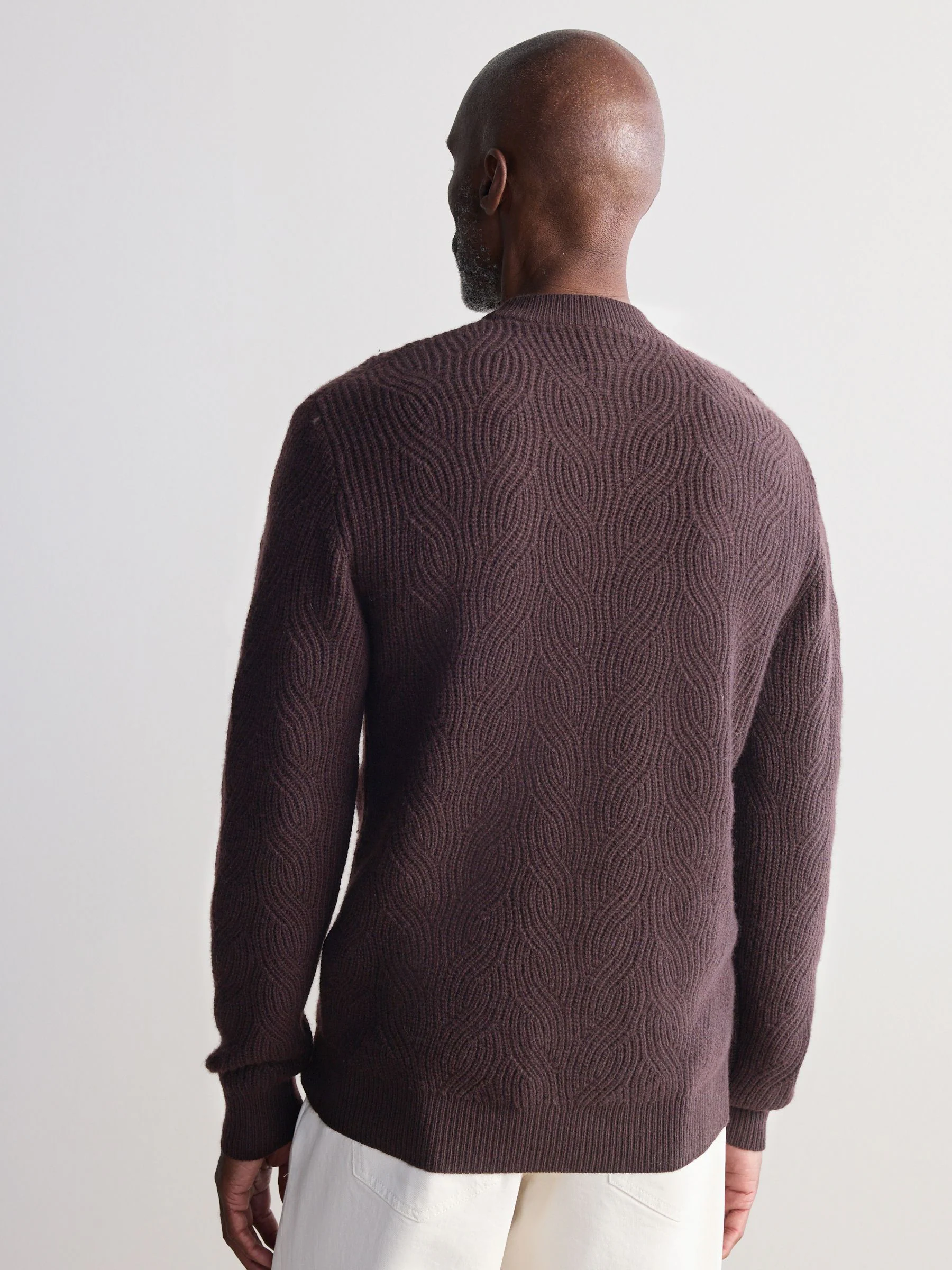 Bordeauxrood - Regular-fit Signature trui van lamswol/cashmere met ronde hals