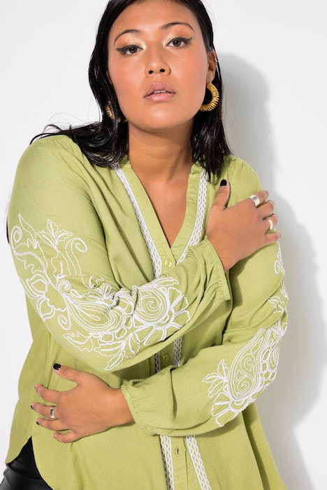 Bluse, Loose Shape, Stickereien,