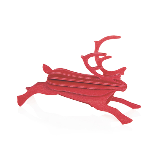 Renne en bois à assembler 12 cm rouge
