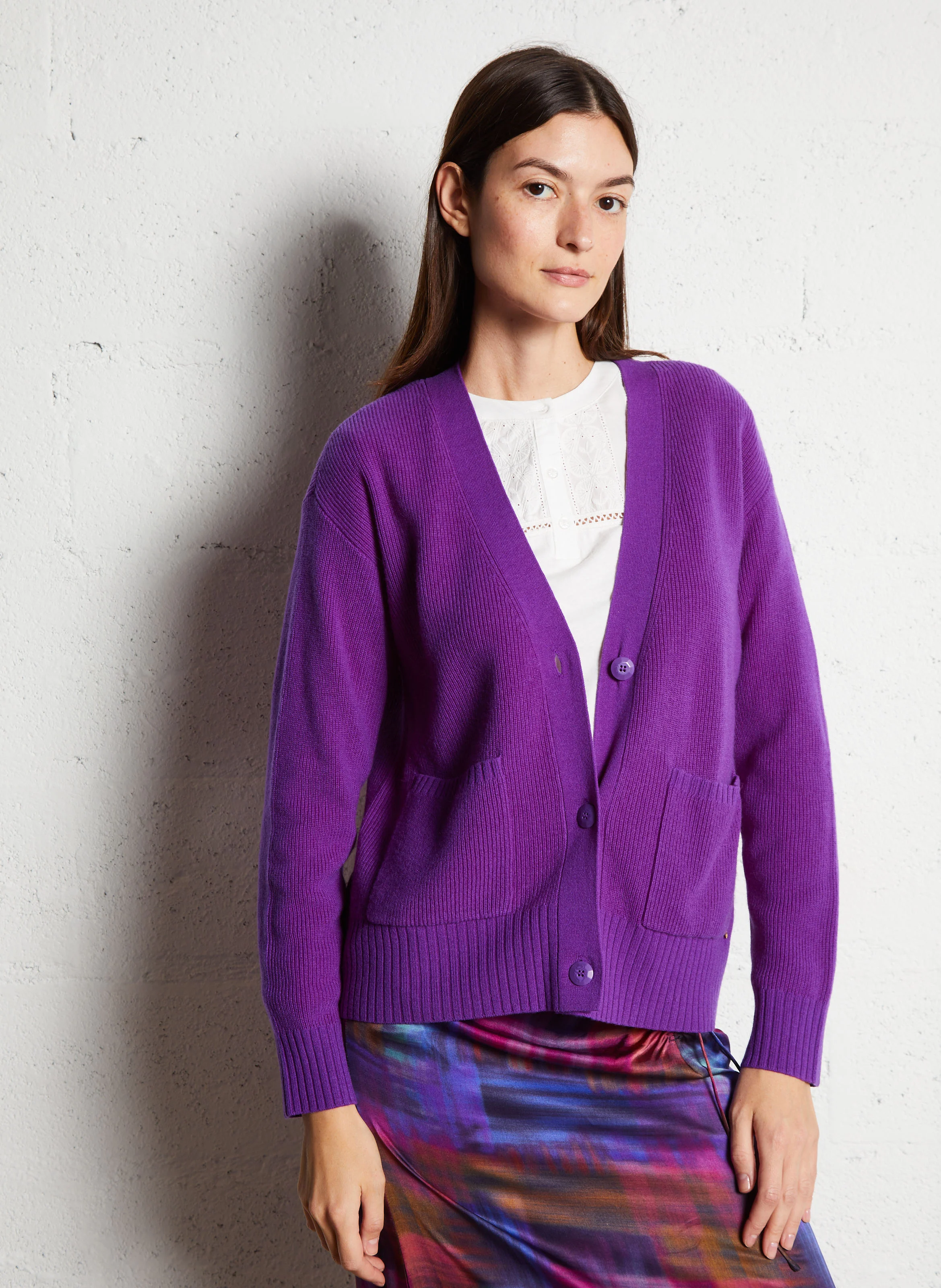 ARTIMUS - Gilet col V en laine | Violet