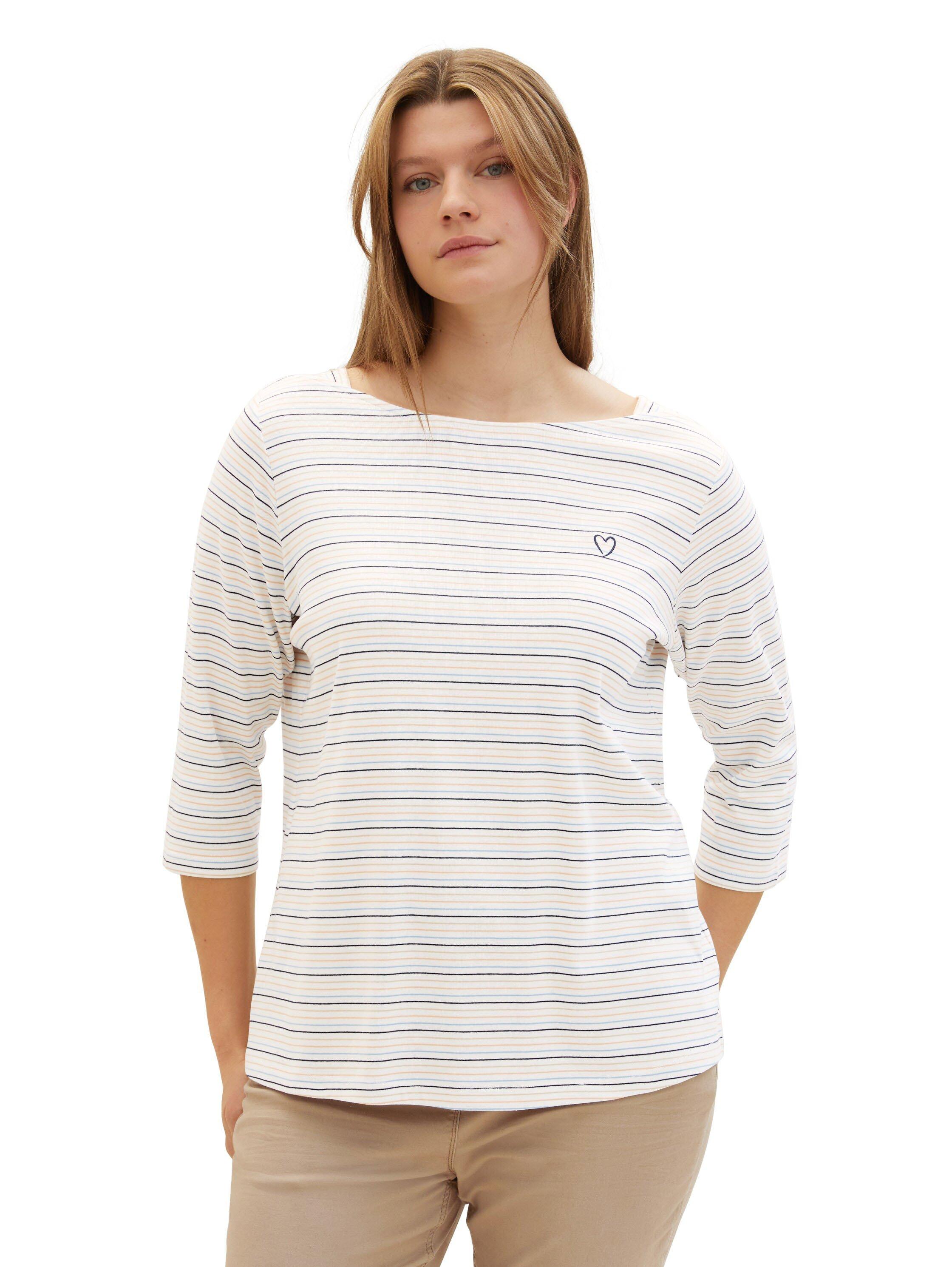Ringelshirt mit U-Boot-Ausschnitt und 3/4-Arm