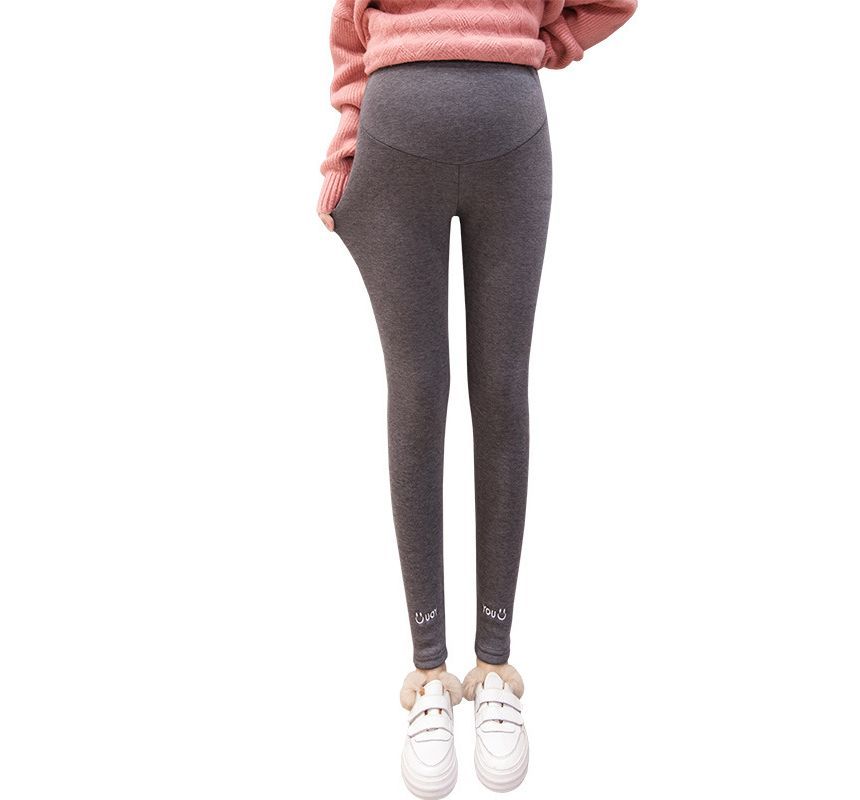 Levsayte - Zwangerschapslegging met hoge taille en geborduurde letters van fleece