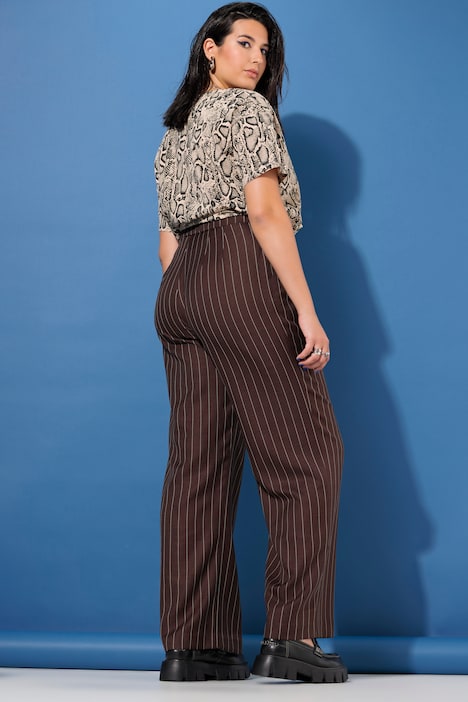 Hose, High Waist, weites Bein, Schimmer, Nadelstreifen