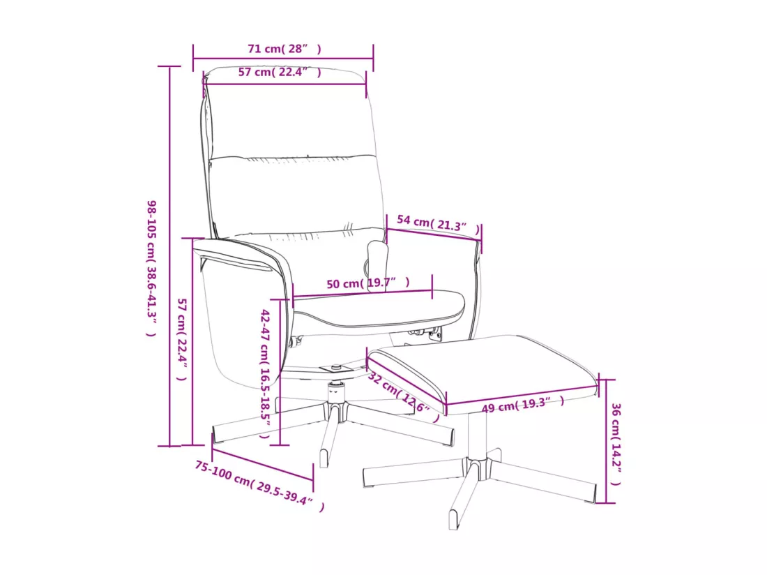 Fauteuil inclinable de massage et repose-pied gris clair tissu