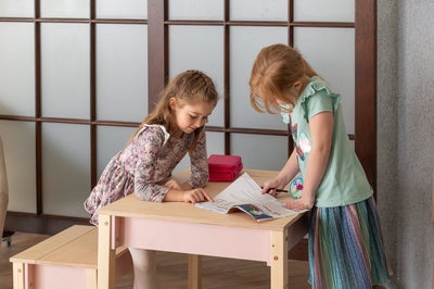 Family-scl Smart Oppbevaring Bord med Stol, Rosa