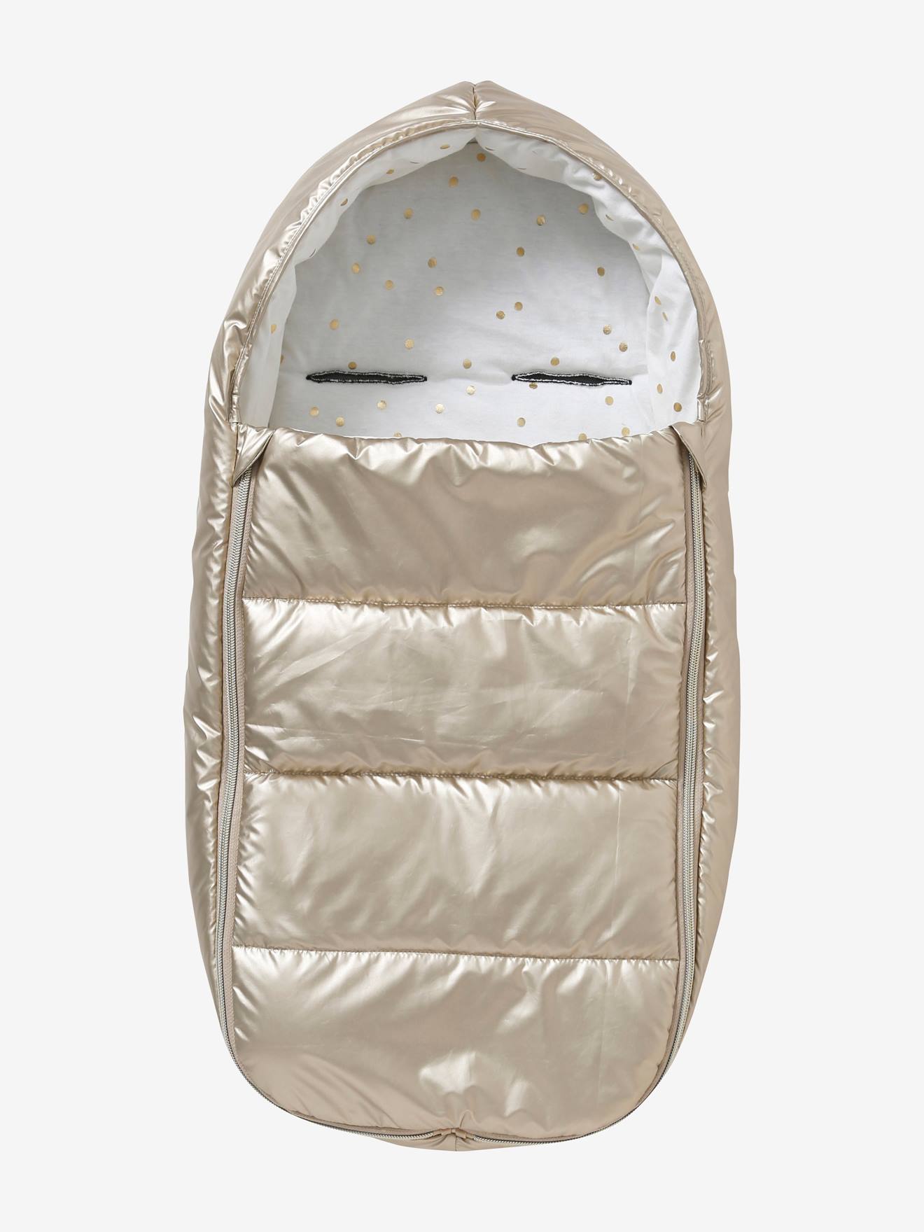 Bolsa Chancellière para carrinho de bebê Egg e moisés em poliamida amarelo dourado metálico claro.