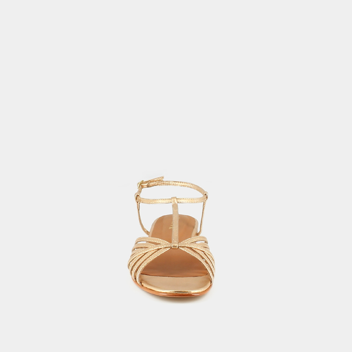 Sandales à brides  en cuir métallisé or