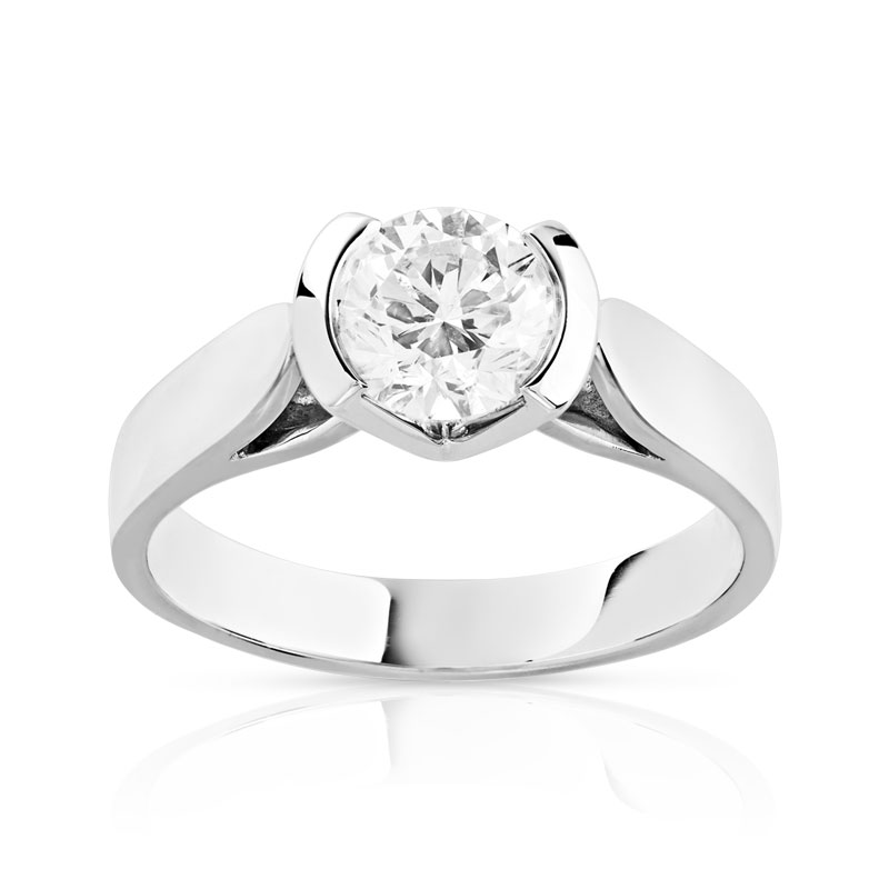 Solitaire or 750 blanc diamant 1 carat