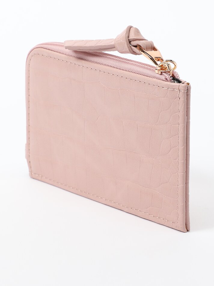 Porta-cartões com efeito de couro texturizado - Rosa