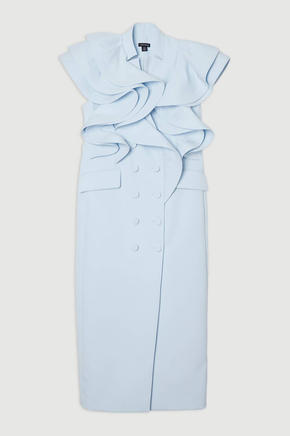 KarenMillen Robe Longue Crayon Ajustée Smoking À Volants Dramatiques