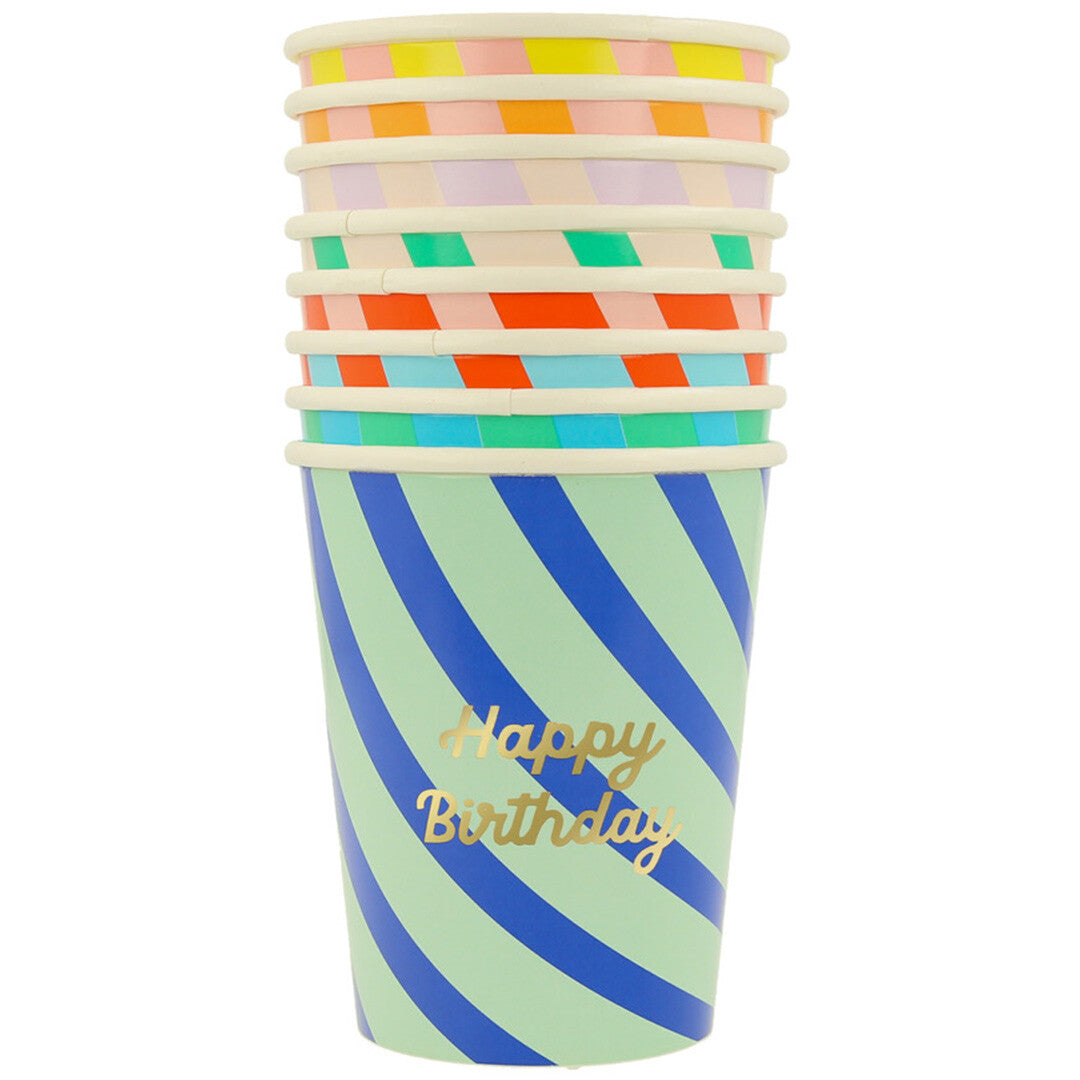 Meri meri bekers happy birthday gestreept