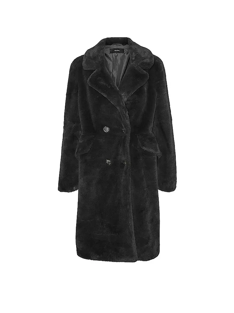 VERO MODA Mantel in Felloptik VMSONJAELLY schwarz