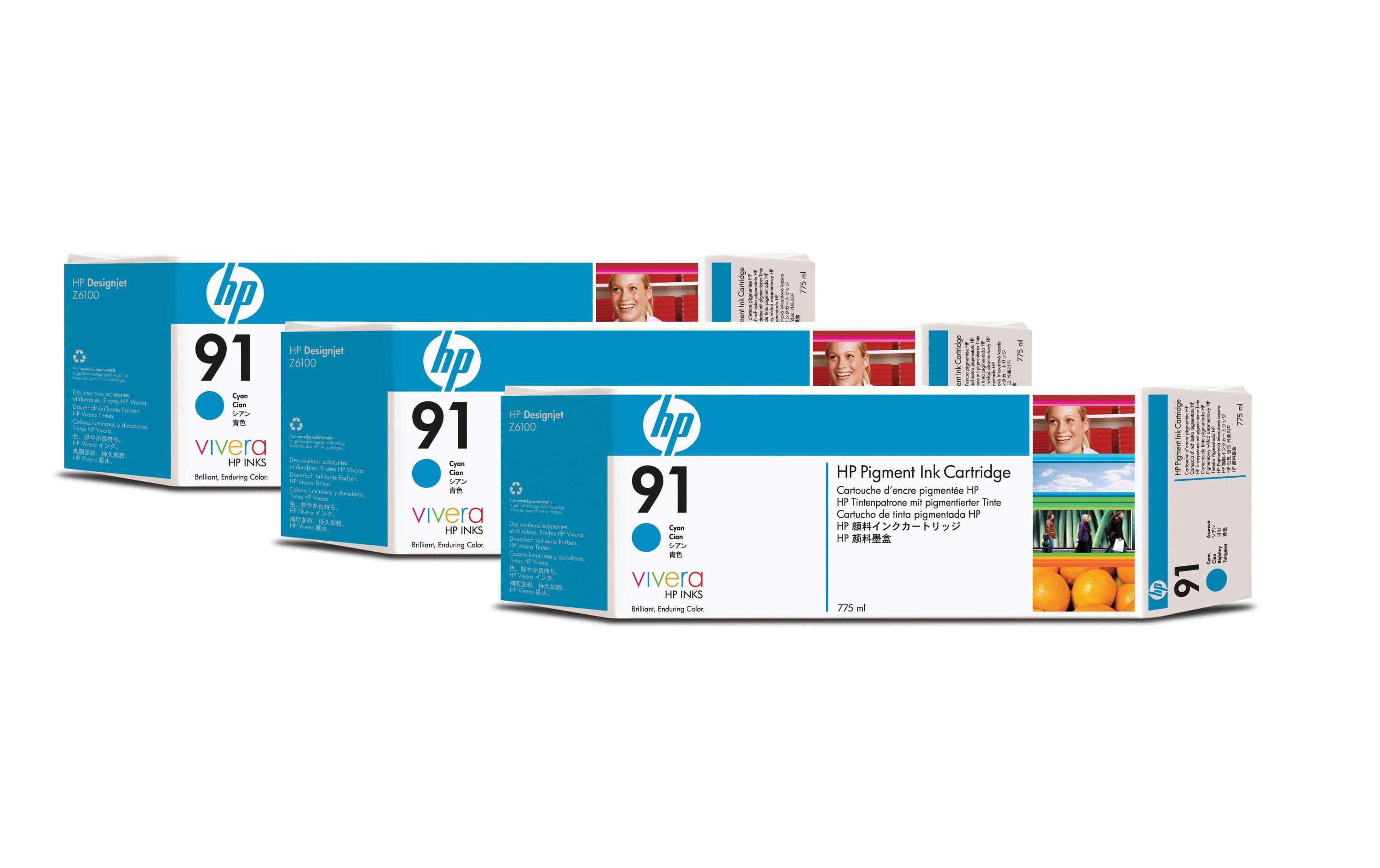 Tinte Nr. 91 (C9483A) Cyan (3er-Pack)<br>Druckerpatrone