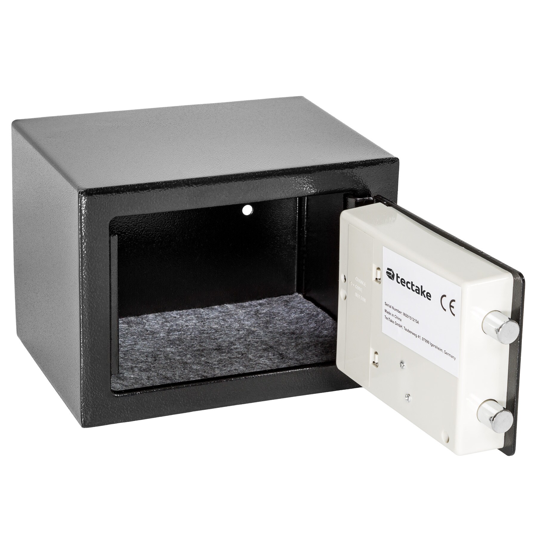 tectake® Elektronischer Safe, mit Doppelbolzen-Verschlusssystem, wählbarer Sicherheitscode und 2 Schlüssel zur Notöffnung, 17 x 23 x 17 cm