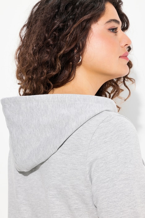 Sweatkleid, Kapuze, A-Linie, V-Ausschnitt, Langarm