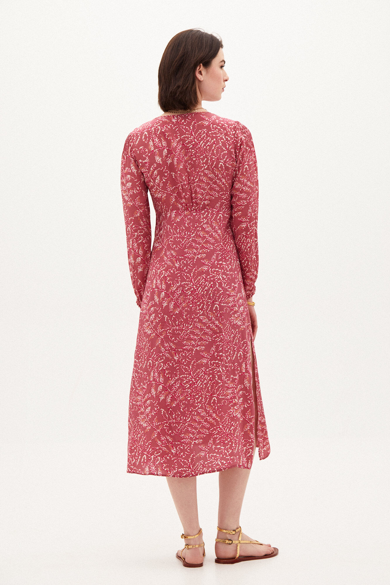 Vestido midi estampado Romina - Rosa