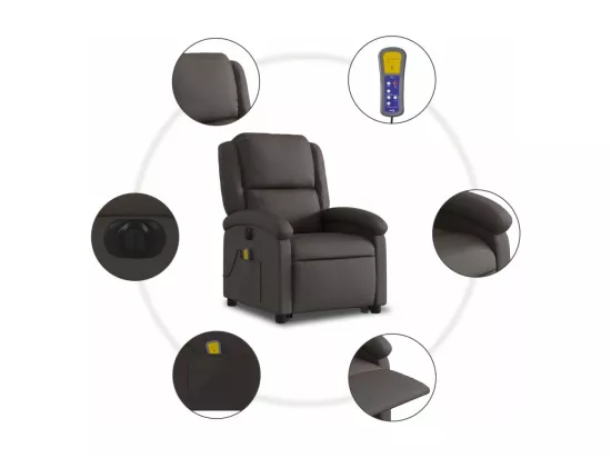 Fauteuil inclinable massant électrique marron foncé