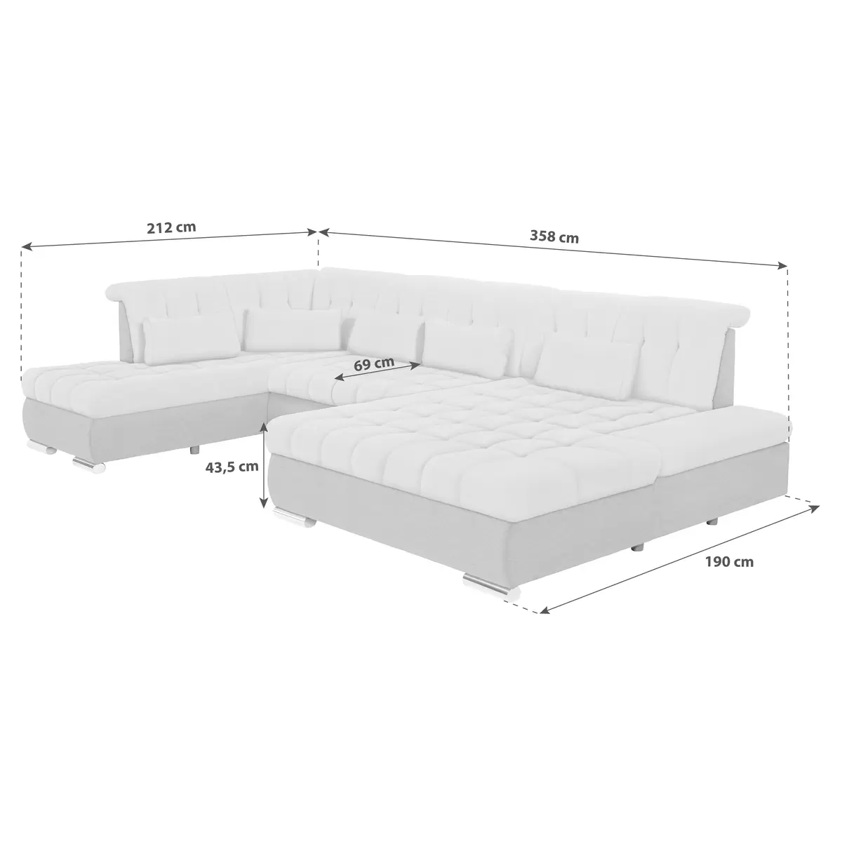 Wohnlandschaft Madera 129 x 285 anthrazit,grau