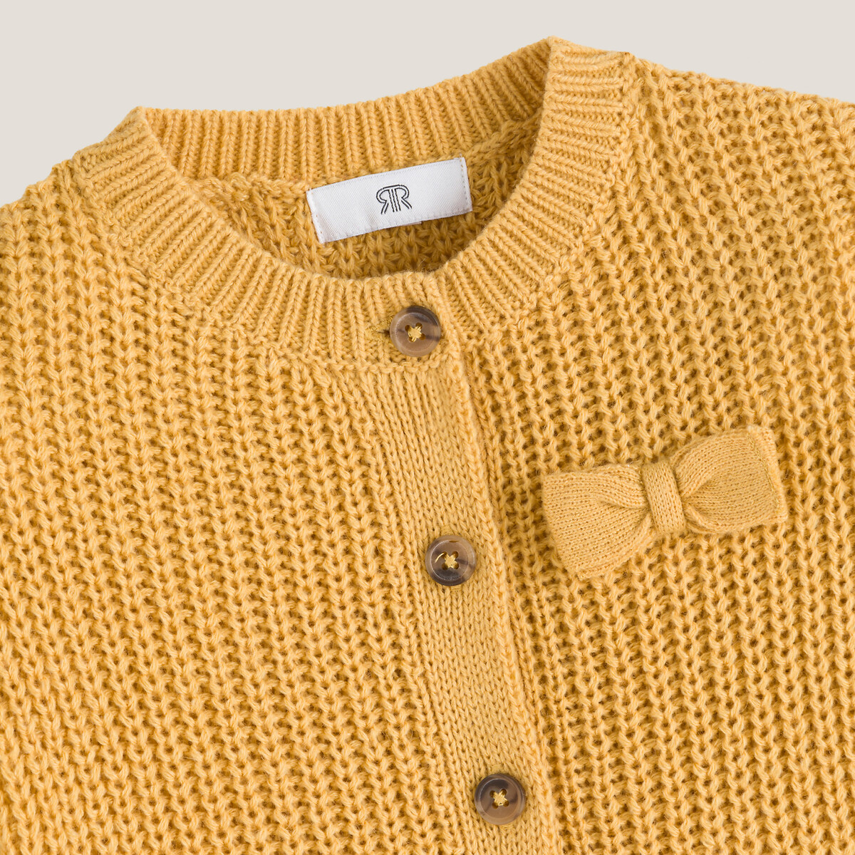 LA REDOUTE COLLECTIONS<br>Cardigã de malha com gola redonda e fechamento por botões em tricô grosso