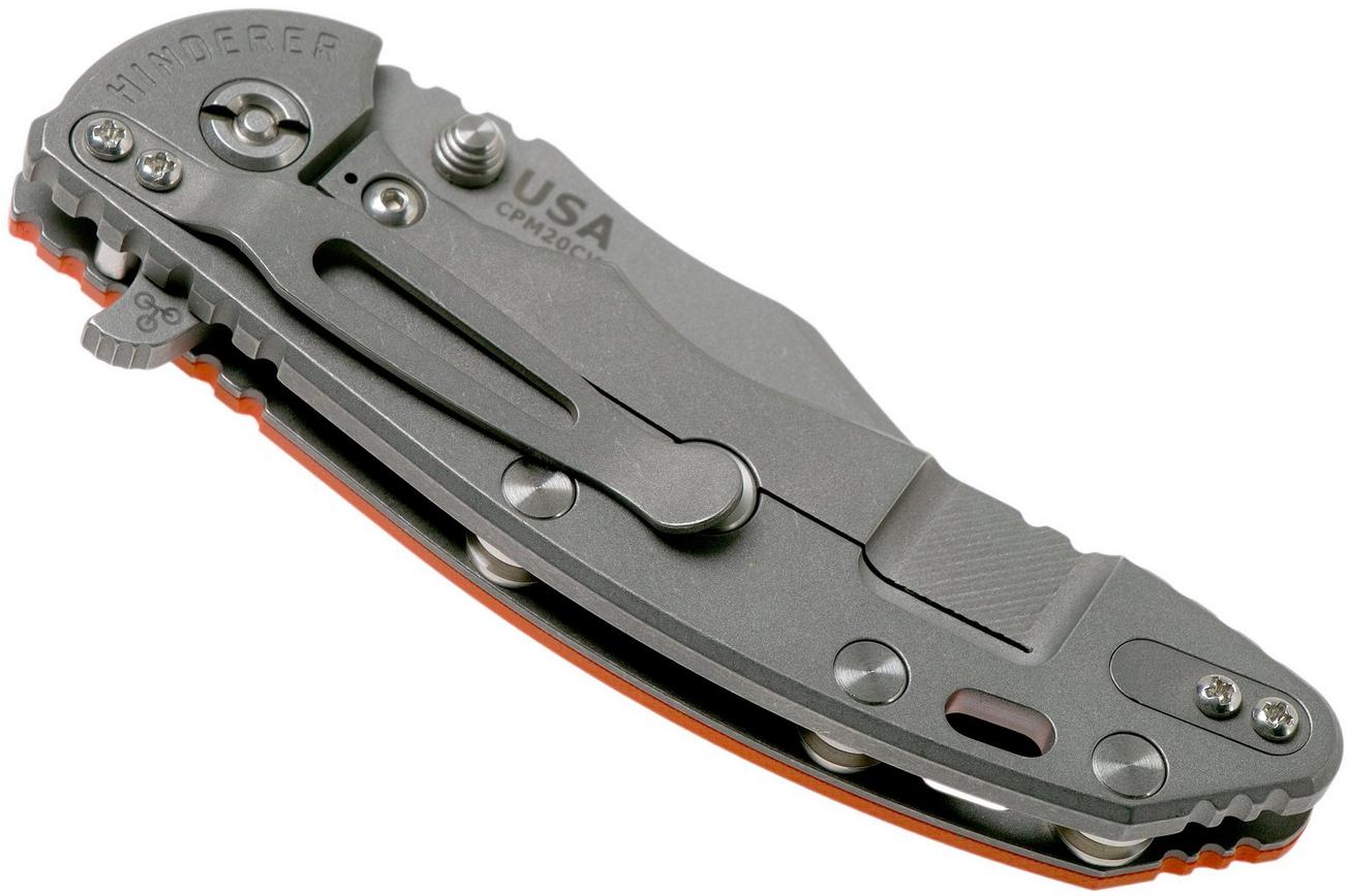 Rick Hinderer XM-18 3.5 Bowie 20CV Working Finish, Orange G10 zakmes