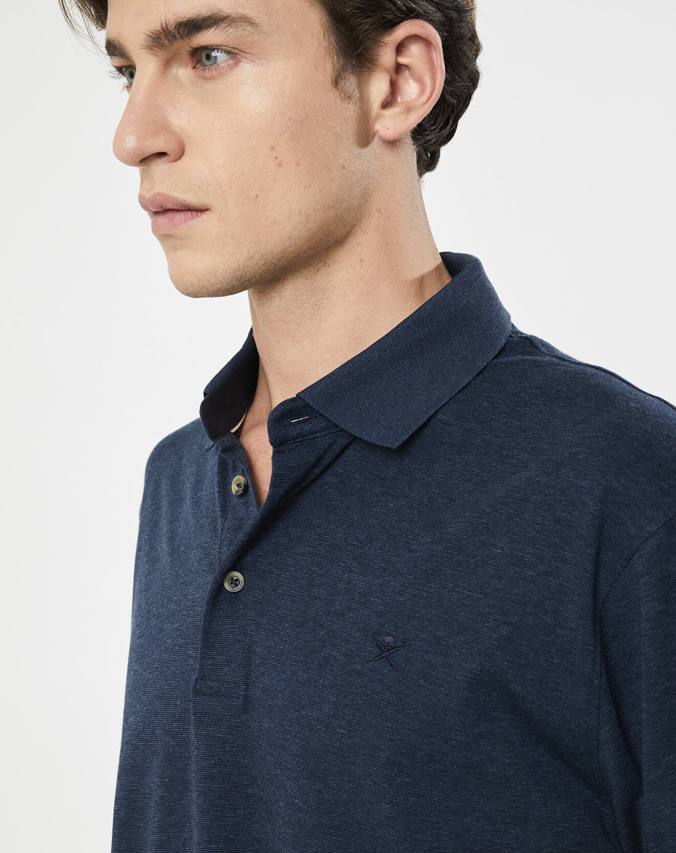 Hackett London Polo chiné mercerisé Classic Fit bleu