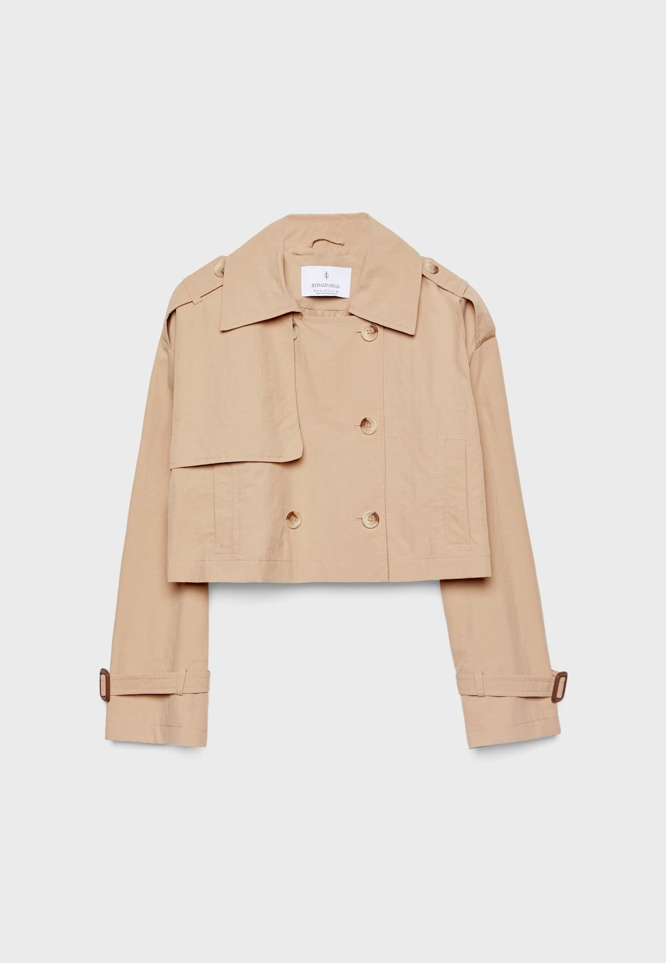 Trench coat curto e oversized com efeito vincado