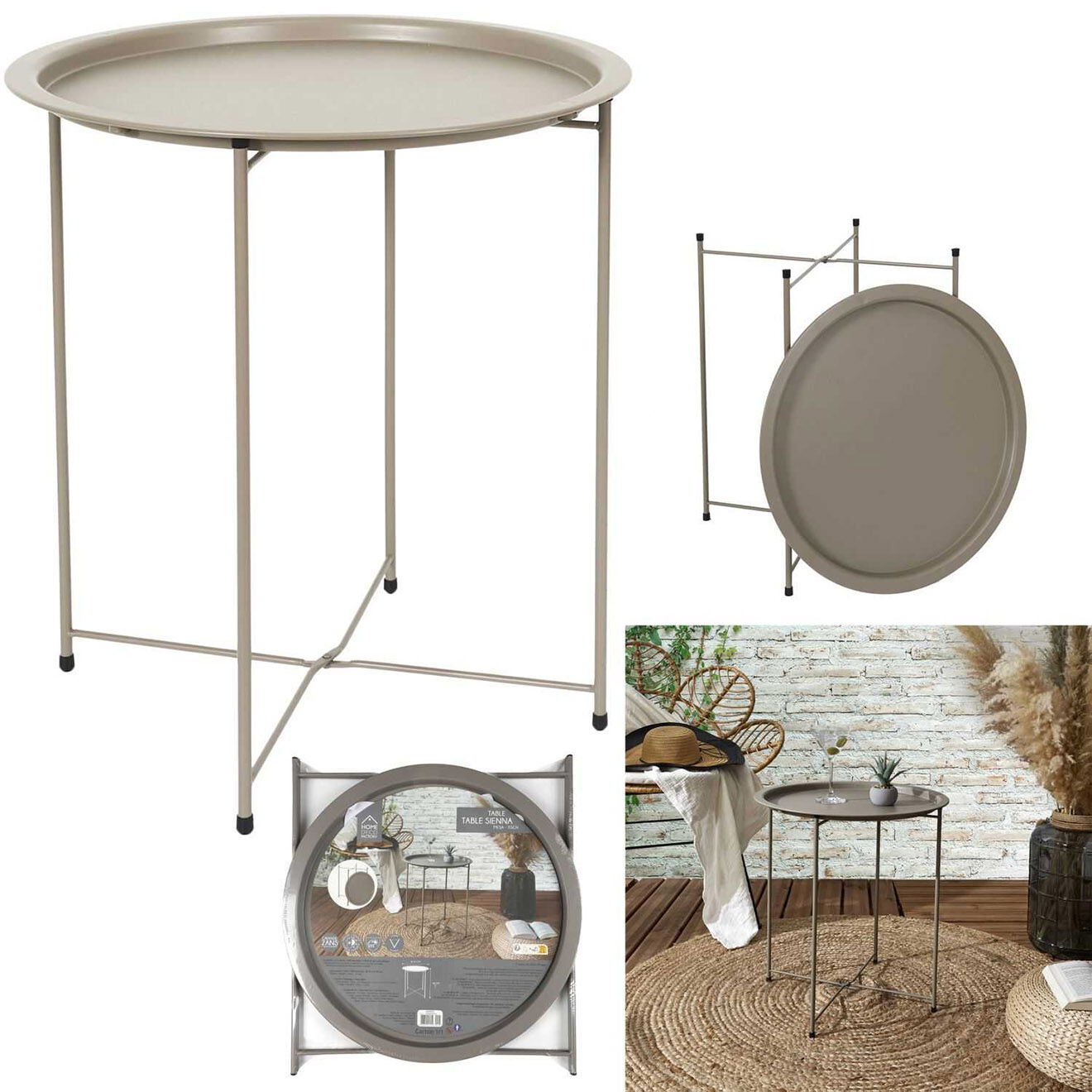 Home Deco Factory Table Sienna beige - D.47xH.50 cm