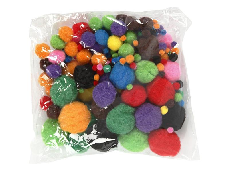 Creativ Company Pompon 5-40 mm 150 Stück, farbig assortiert Pompons farbig assortiert, 150 STück