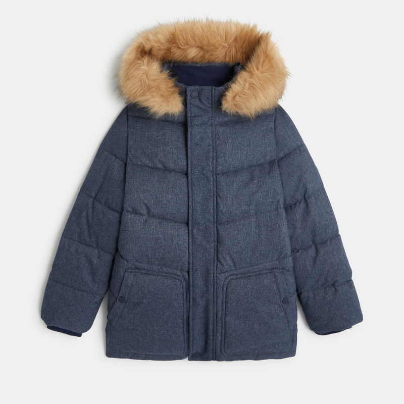 Doudoune déperlante à capuche bleu foncé Garçon