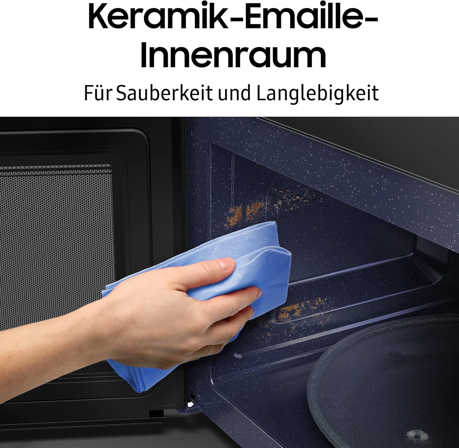 MG23K3614AW/EG Mikrowelle mit Grill / 23 Liter Garraum / 800 W/Großes Grillelement für gleichmäßige Bräunung/Kratzfester Keramik-Emaille-Innenraum, Weiß