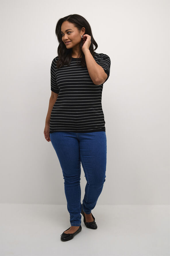 Kaffe Curve KCmalia Wide Stripe Knit Black /turtledove slim stripe