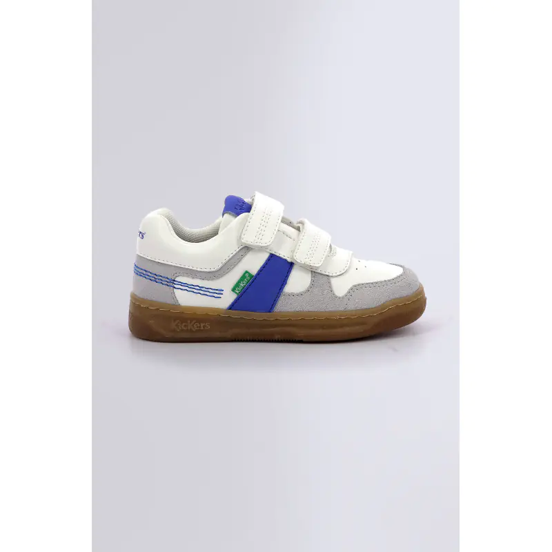Kalido Blanc gris bleu BASKETS BASSES Synthétique Garçon