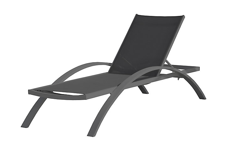Bain de soleil empilable Barcelona Bcd Garden aluminium et textilène noir L 195 x l 74 x H 32 cm