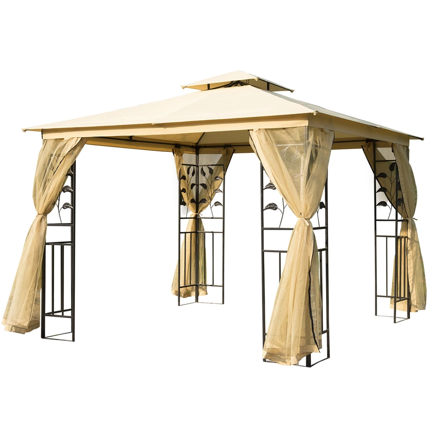 Outsunny Luxus Pavillon mit wasserabweisenden Dach gelb, schwarz