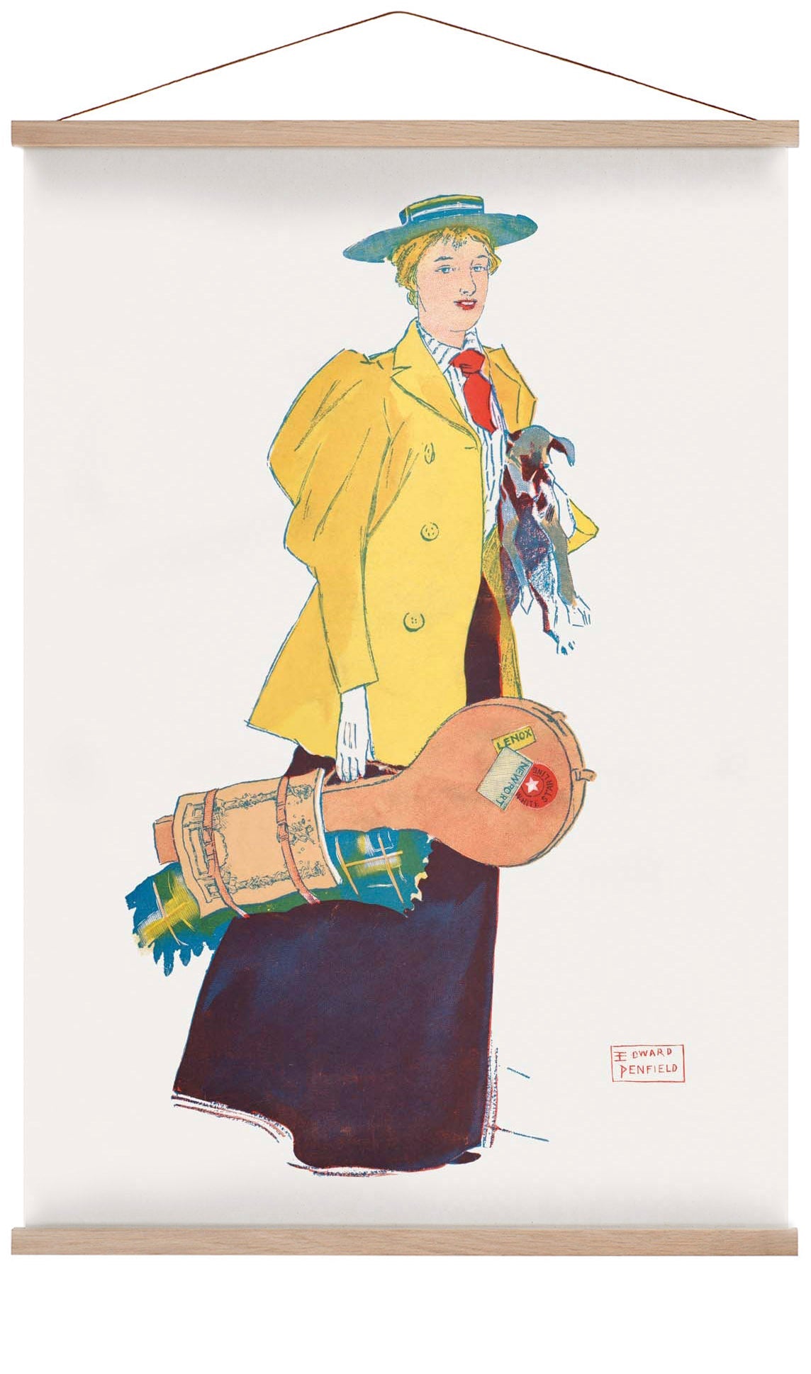 Frau hält Hund und Sachen von Edward Penfield