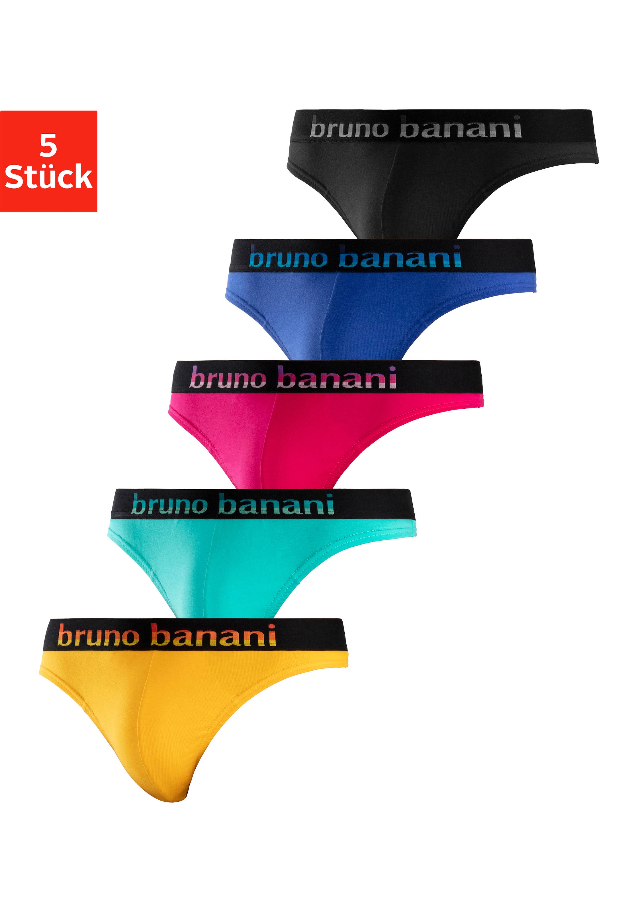 Bruno Banani String, 5 Stk. mit Streifen Logo Webbund
