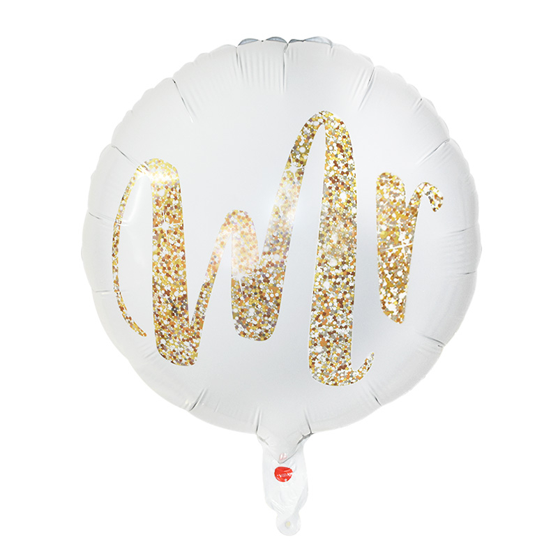 (2er Set) Ø44cm Party Ballons Hochzeits Folien Luftballons - Mr & Mrs