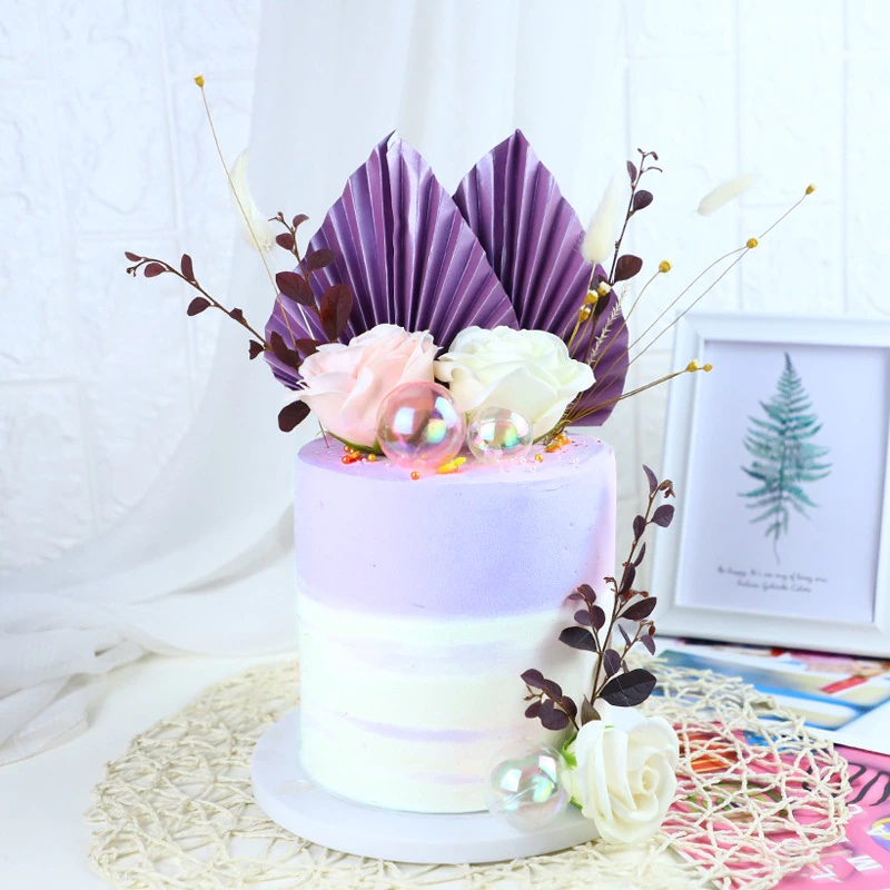 (2-tlg. Set) Kuchenstecker Papier Fächer Tortenstecker Topper Dekoration für Torten / Kuchen - Rosa
