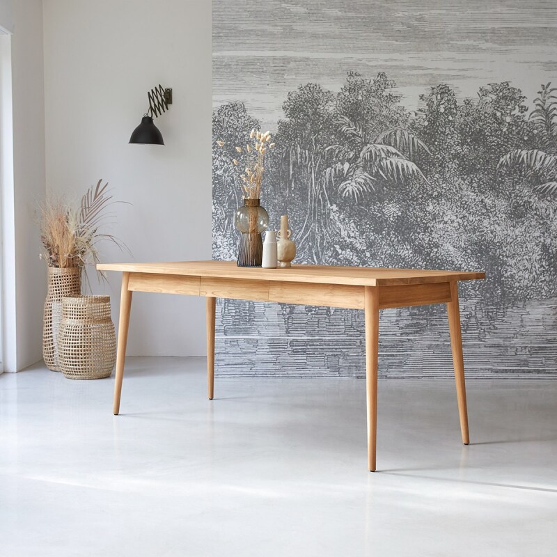 Table Jonàk en teck massif L 180 x P 80 cm, 6 à 8 personnes