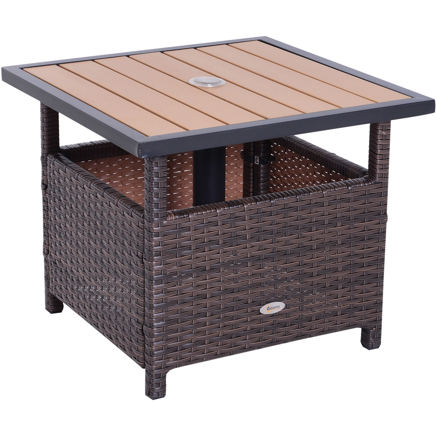 Outsunny Polyrattan Gartentisch braun